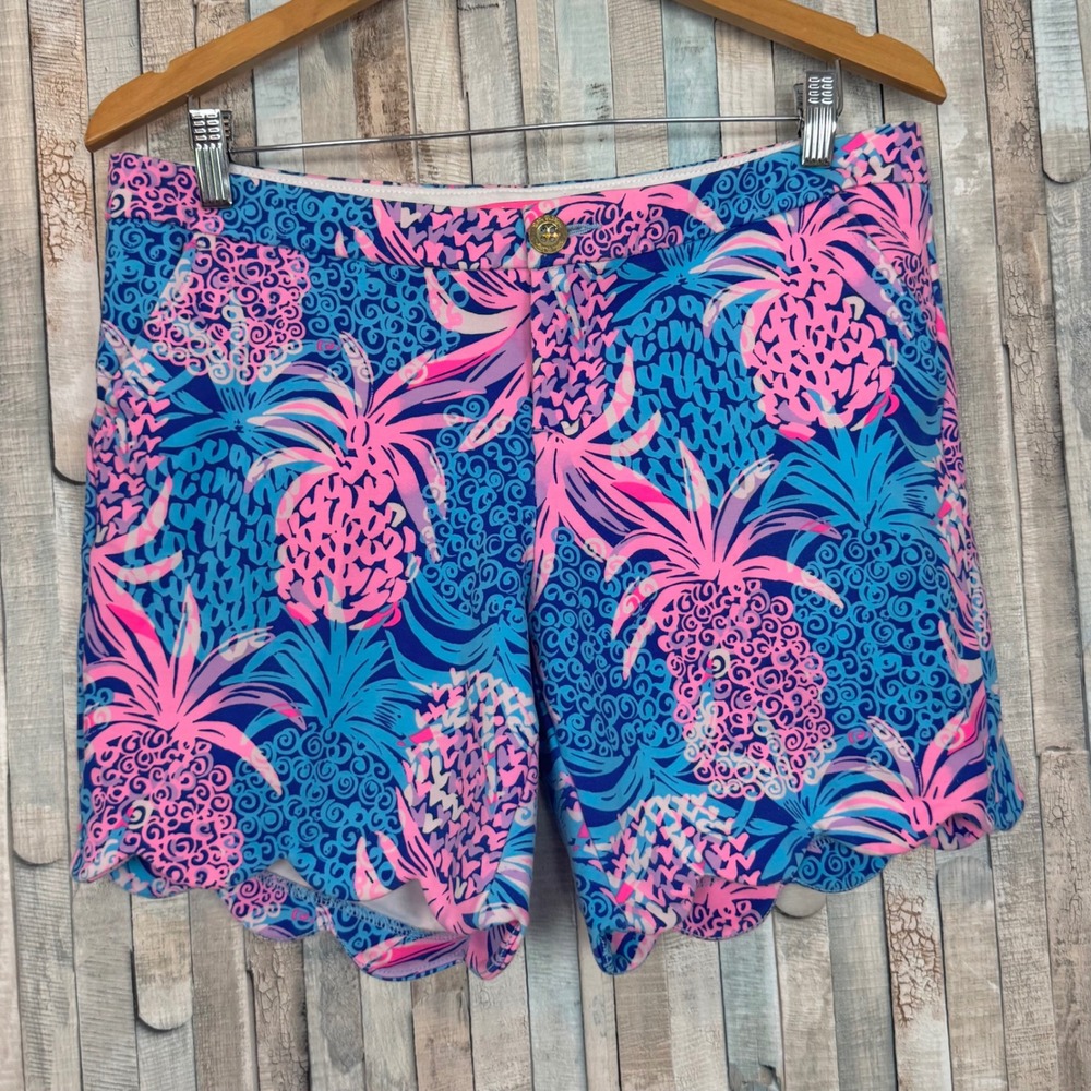 Lilly Pulitzer Darci Knit Short Tropic Down Low Pineapple Scalloped Preppy 8